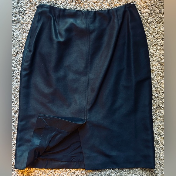 Badgley Mischka Vintage Black Wool/Silk + Silk-Lined Pencil Skirt Size 6 - Picture 1 of 10